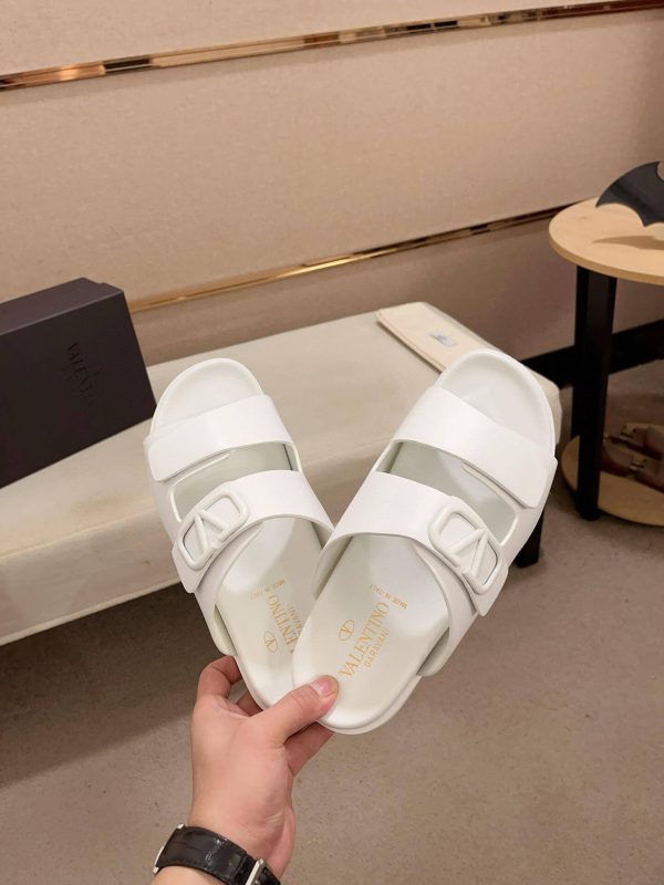 Valentino Garavani VLogo Sandals in White Leather