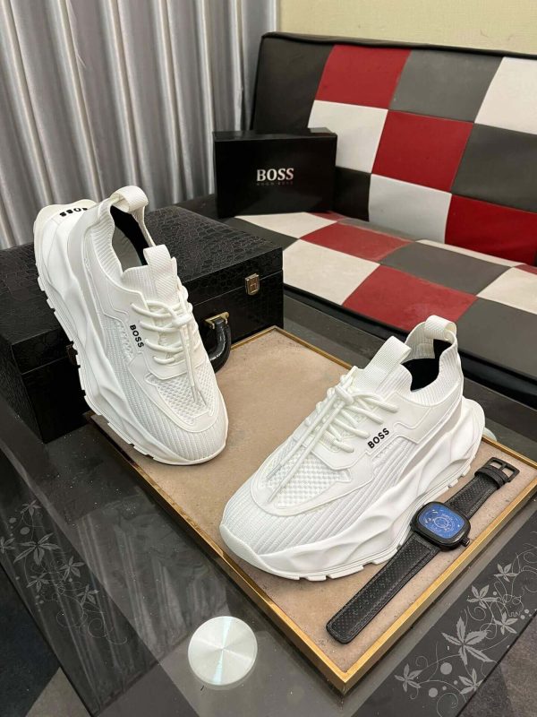 Boss White TTNM EVO Trainer with Knitted Uppers