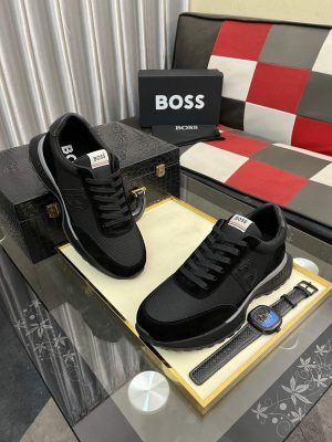 Boss Zayn Low Black Profile Suede Leather Tone Sneaker