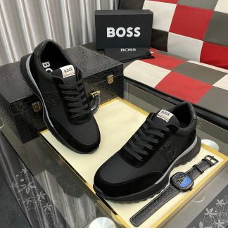 Boss Zayn Low Black Profile Suede Leather Tone Sneaker
