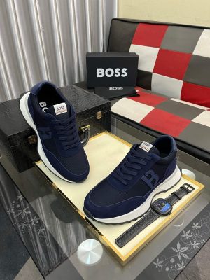 Boss Zayn Low Blue Profile Suede Leather Tone Sneaker