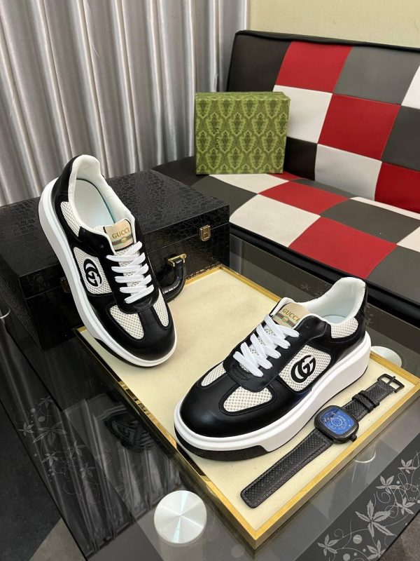 Gucci -GG -Chunky -Men's -Black -And --White- Low- Top -Sneakers. (4) Gucci GG Chunky Men's Black And White Low Top Sneakers.