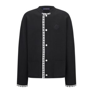black Louis Vuitton cardigan knit jacket