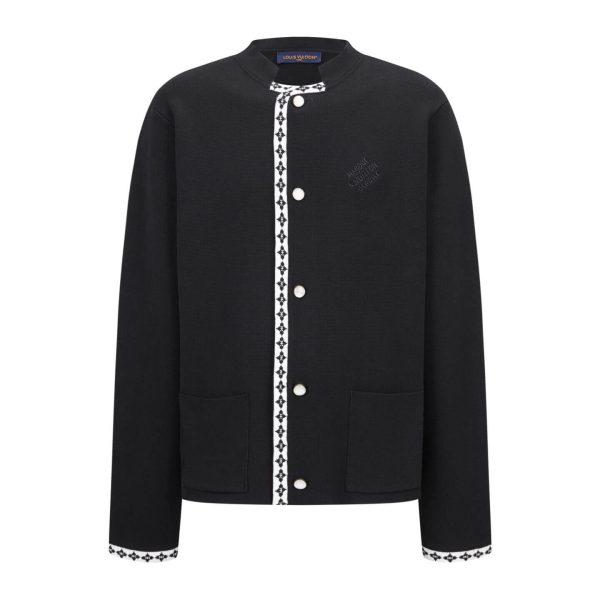 black Louis Vuitton cardigan knit jacket