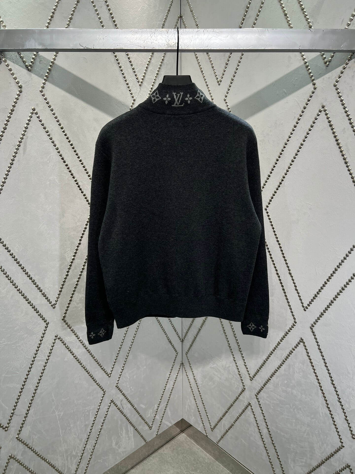 Louis Vuitton Knit Zip-Up Jacket - Monogram Collar 5 Louis Vuitton navy and white varsity jacket