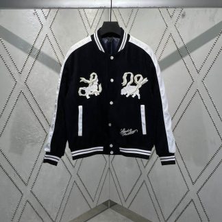 Louis Vuitton navy and white varsity jacket