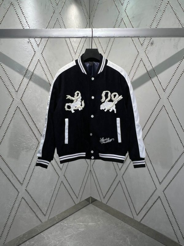 Louis Vuitton navy and white varsity jacket