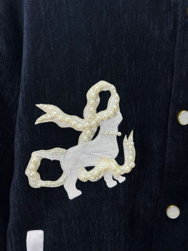 Louis Vuitton navy and white varsity jacket