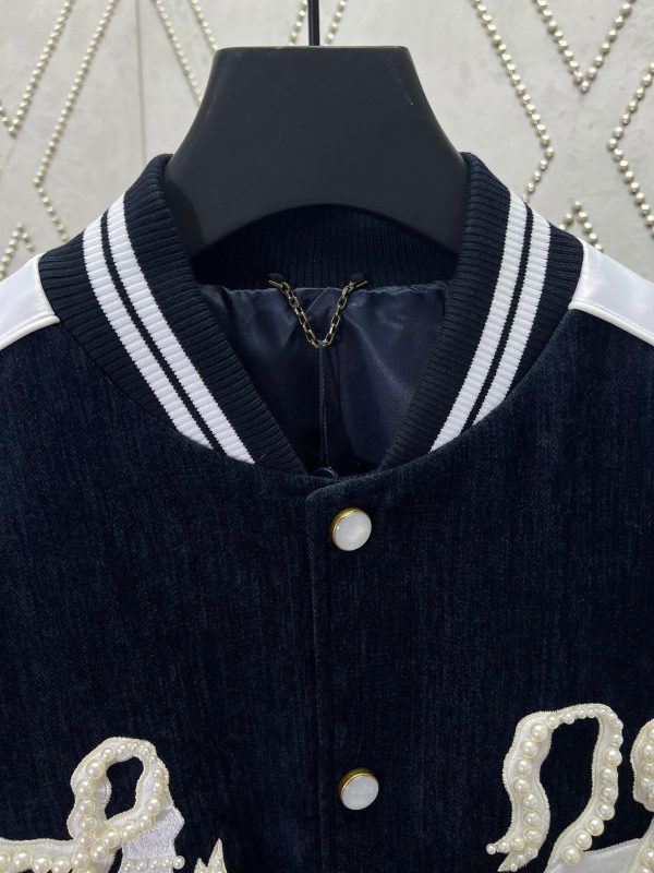 Louis Vuitton navy and white varsity jacket