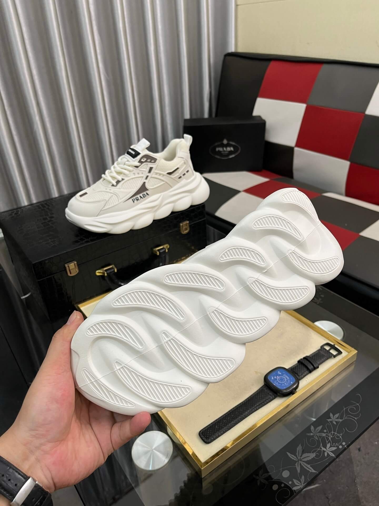 Prada 2025 S/S Chunky Sneakers White 2 Prada Men's Casual Sports Shoes.