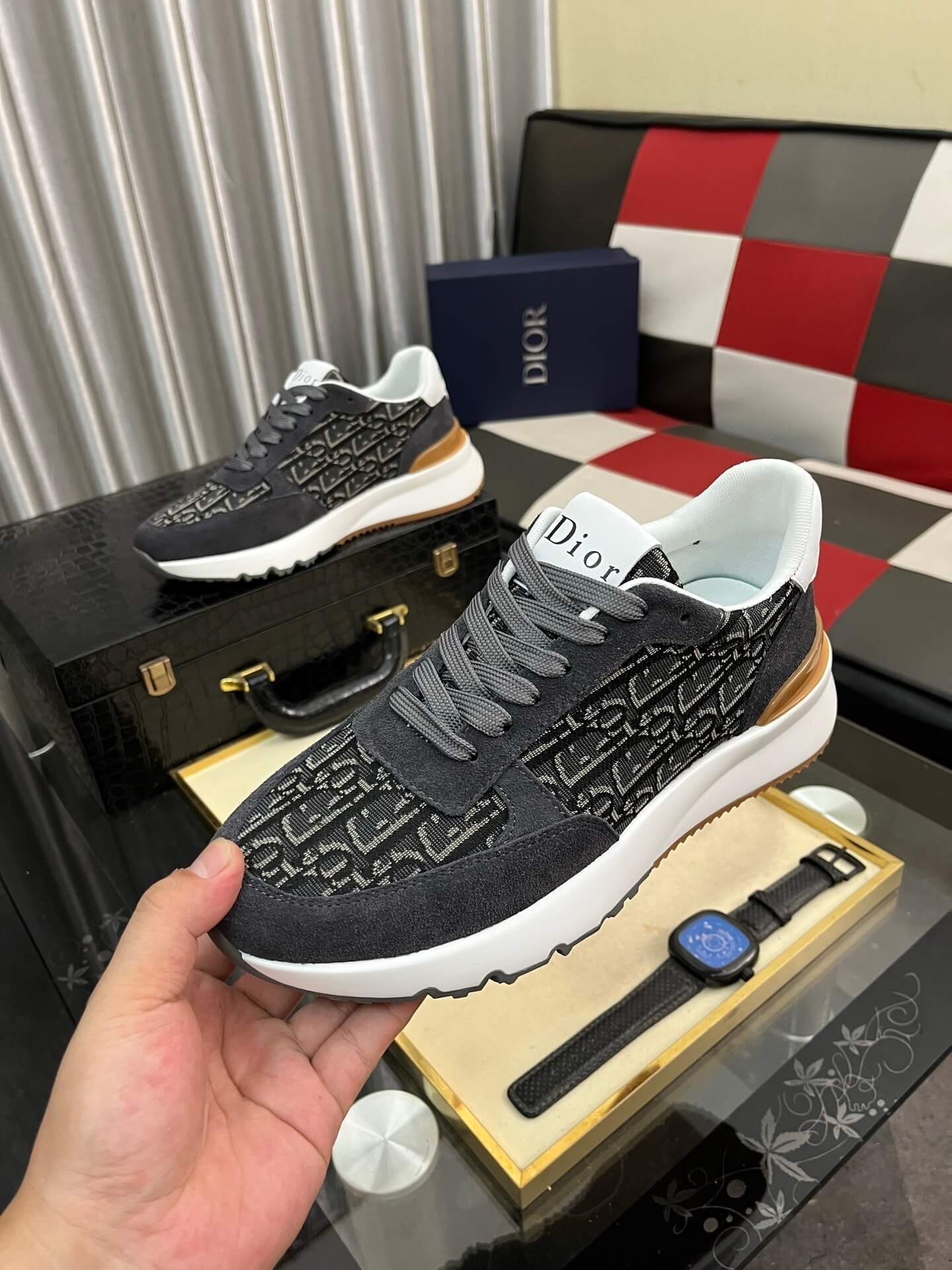 Dior B23 League Sneaker - Dark Oblique Canvas - Suede Runner 3 B23 League Low-Top Sneaker