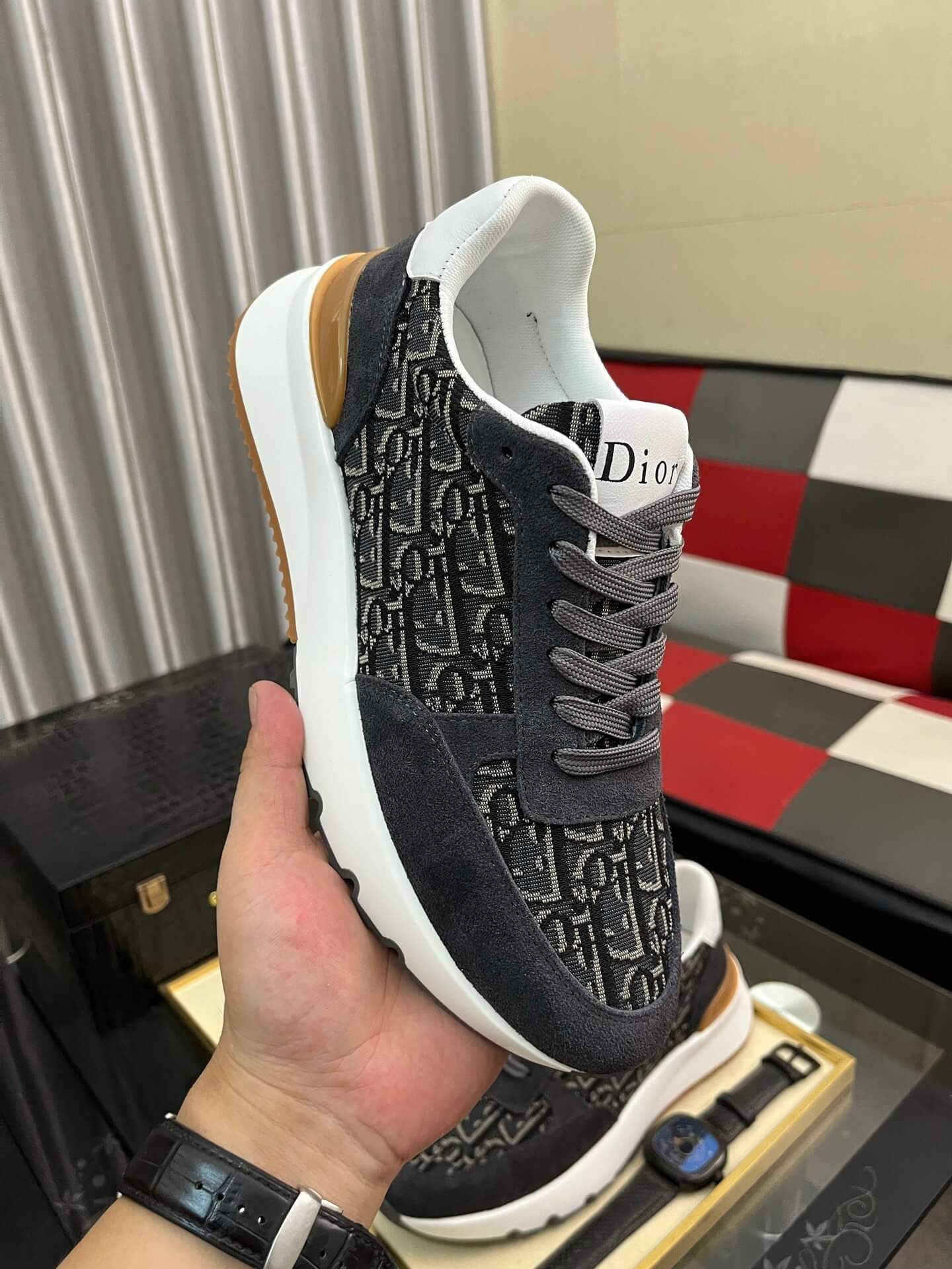 Dior B23 League Sneaker - Dark Oblique Canvas - Suede Runner 4 B23 League Low-Top Sneaker