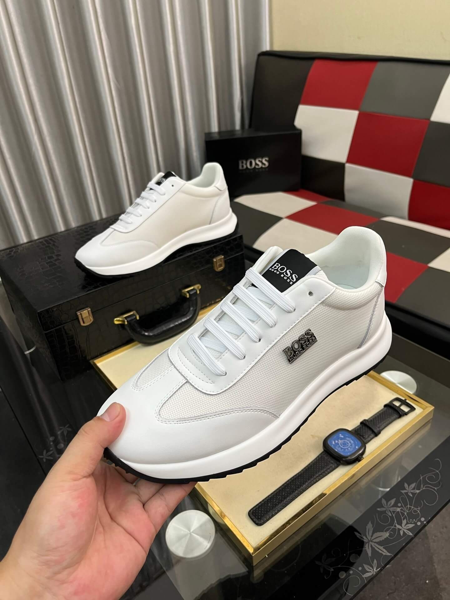 BOSS Sneaker - Pristine White Leather - Essential Runner Trainer 5 BOSS Hugo Boss sneakers.