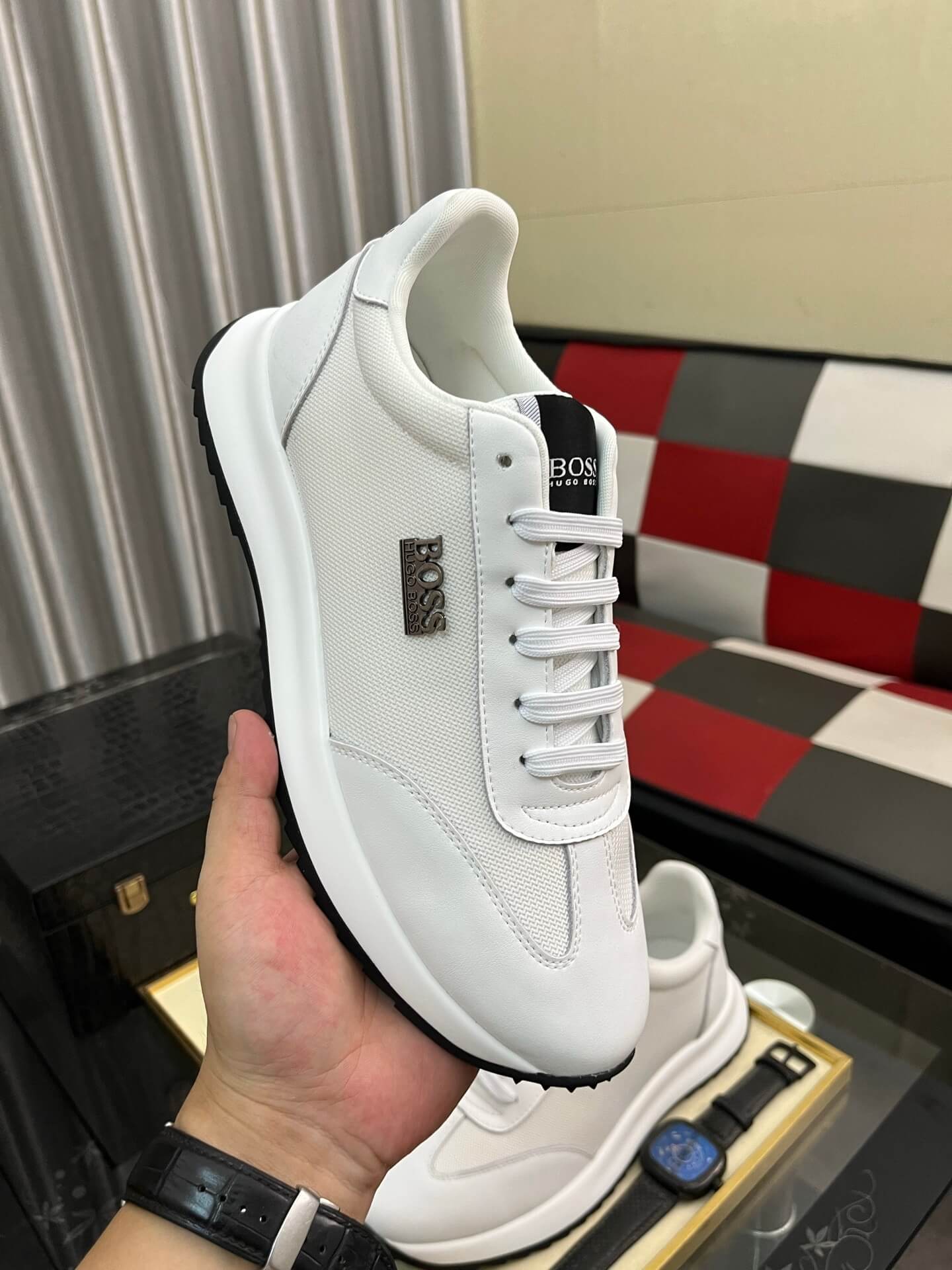 BOSS Sneaker - Pristine White Leather - Essential Runner Trainer 3 BOSS Hugo Boss sneakers.