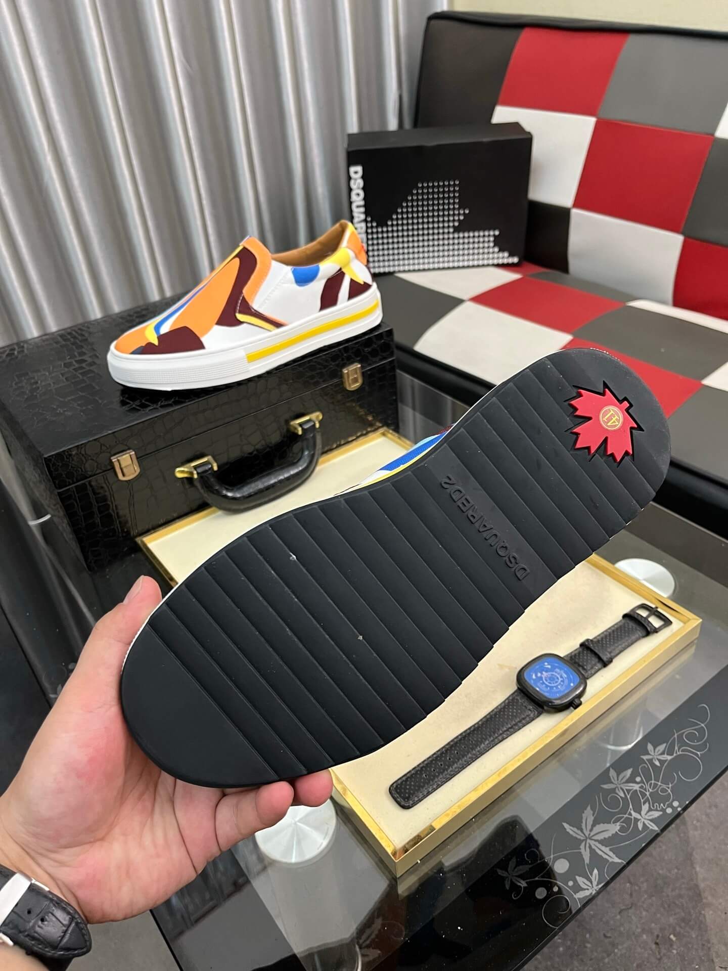 DSQUARED2 Slip-On - Pop Tux Abstract Print - Multi-Color Canvas 2 DSQUARED2 Pop Tux Slip-on Sneakers