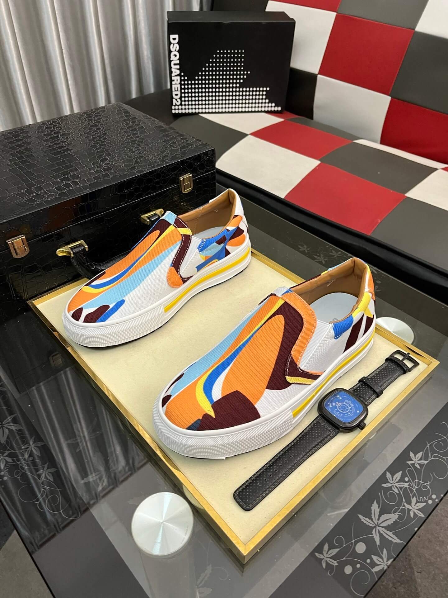 DSQUARED2 Slip-On - Pop Tux Abstract Print - Multi-Color Canvas 8 DSQUARED2 Pop Tux Slip-on Sneakers