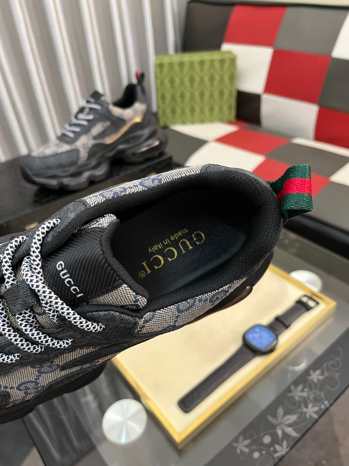 Gucci Sneaker - GG Rhyton - Black Monogram Mesh - Chunky Runner 6 Gucci GG Rhyton sneakers.