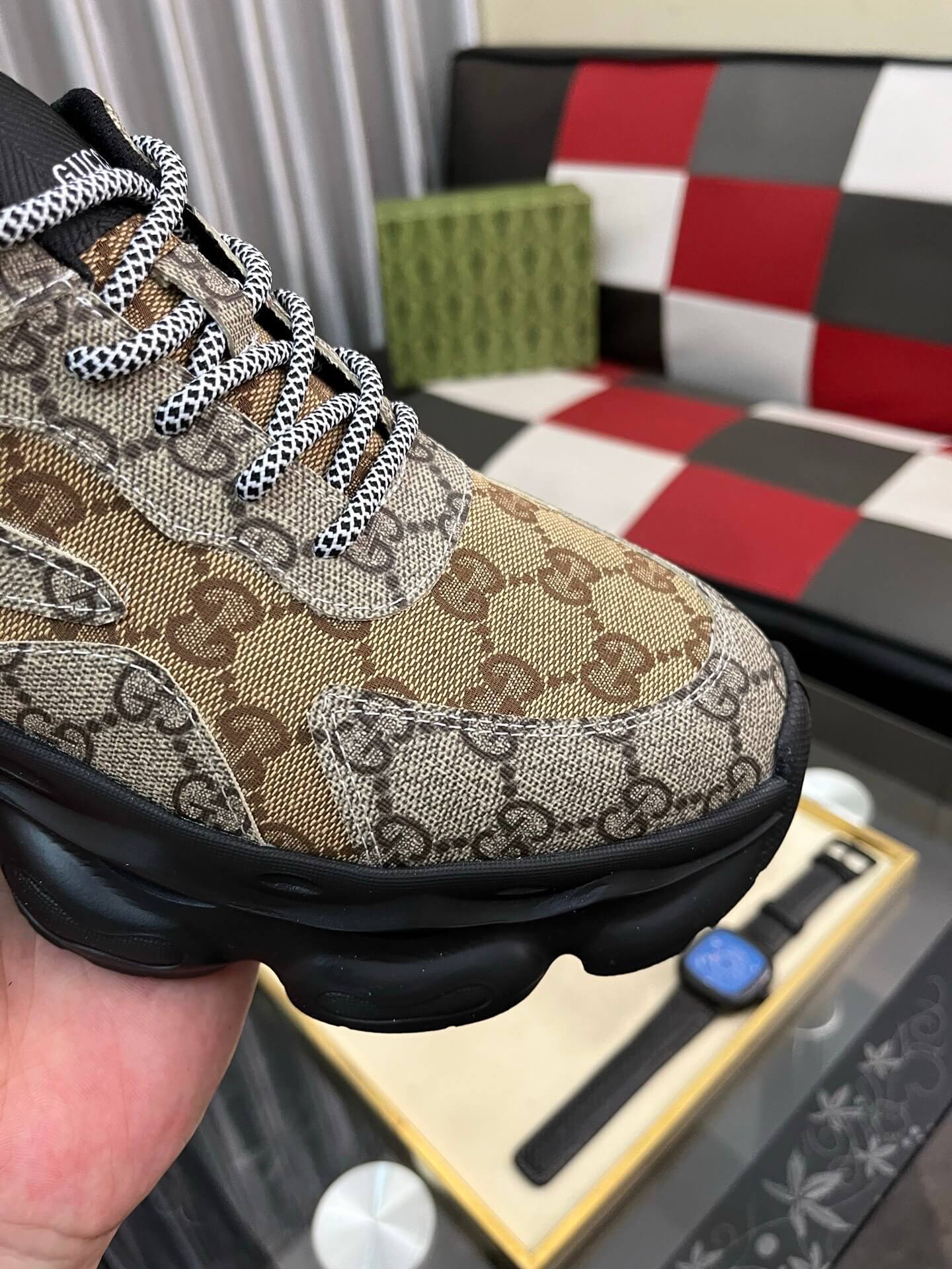 Gucci Sneaker - GG Rhyton - Beige/Ebony Monogram - Chunky Runner 7 Gucci GG Rhyton sneakers.