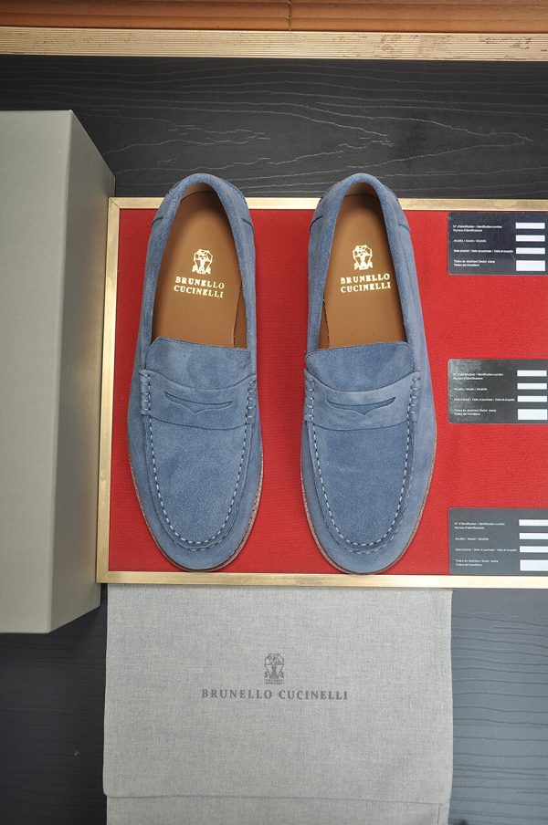 Brunello Cucinelli Flex Suede Penny Loafers