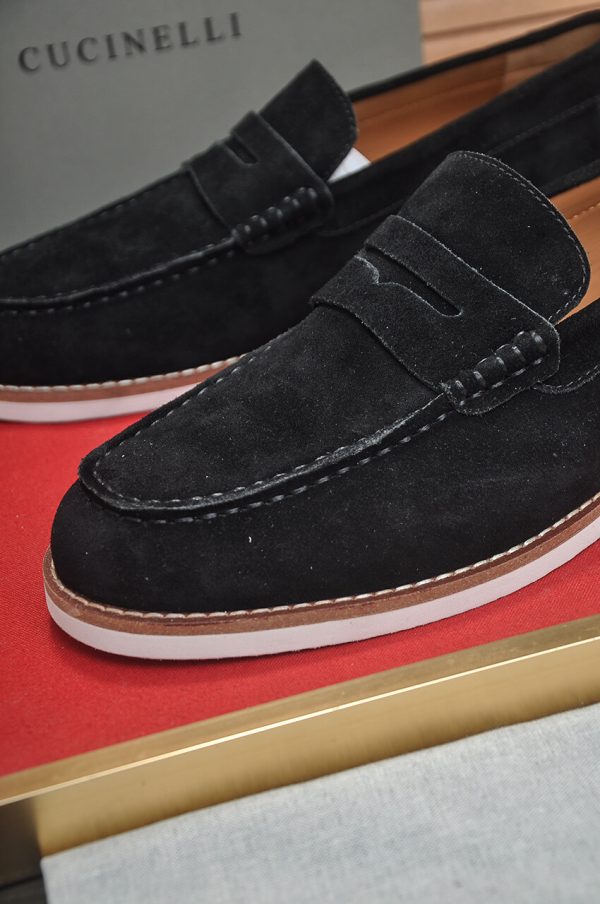 Brunello Cucinelli Flex Suede Penny Loafers