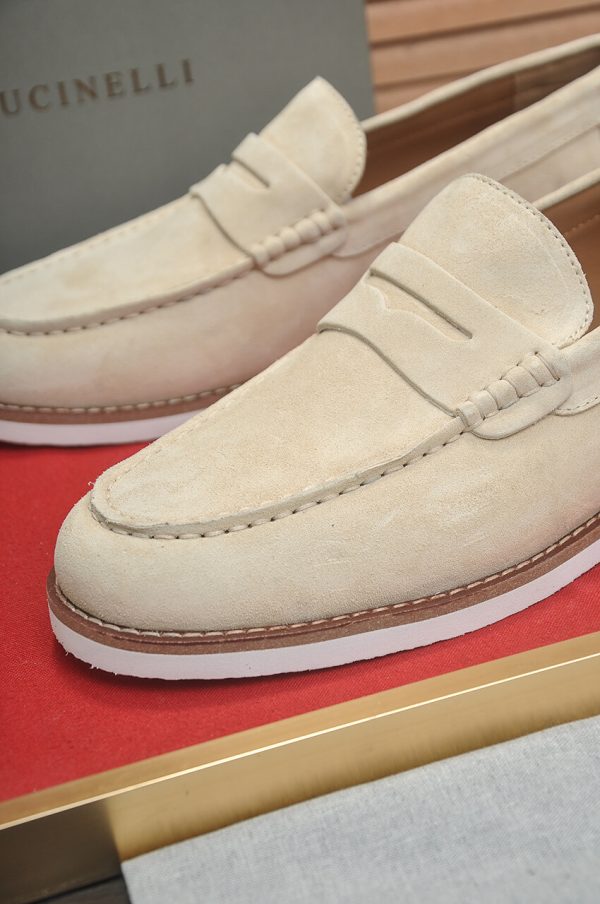 Brunello Cucinelli Flex Suede Penny Loafers