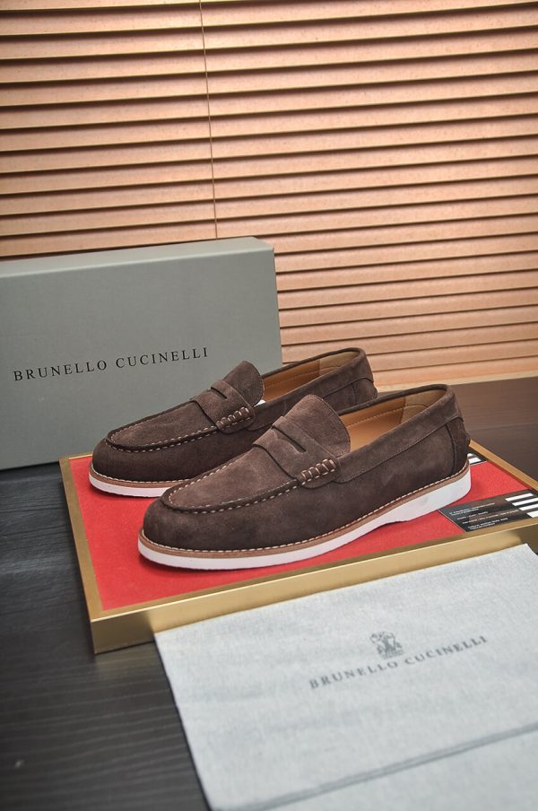 Brunello Cucinelli Flex Suede Penny Loafers