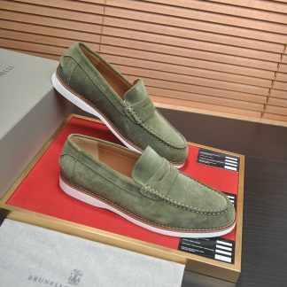 Brunello Cucinelli Flex Suede Penny Loafers