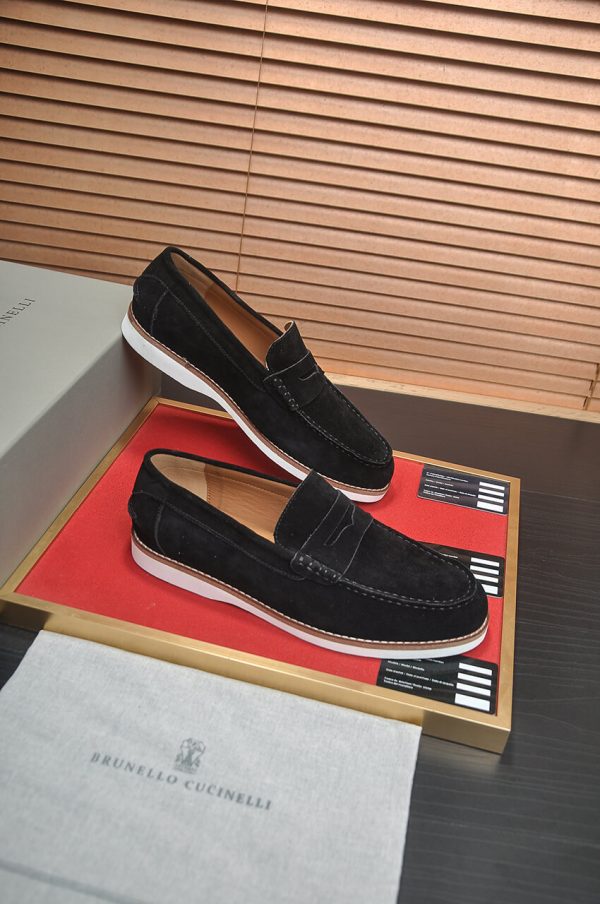 Brunello Cucinelli Flex Suede Penny Loafers