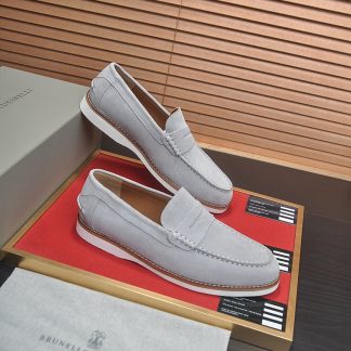Brunello Cucinelli Flex Suede Penny Loafers