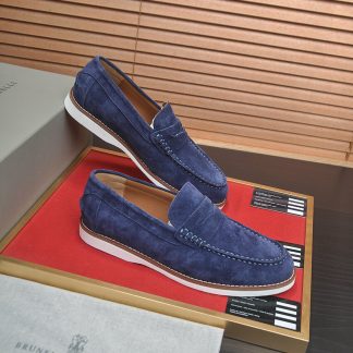 Brunello Cucinelli Flex Suede Penny Loafers