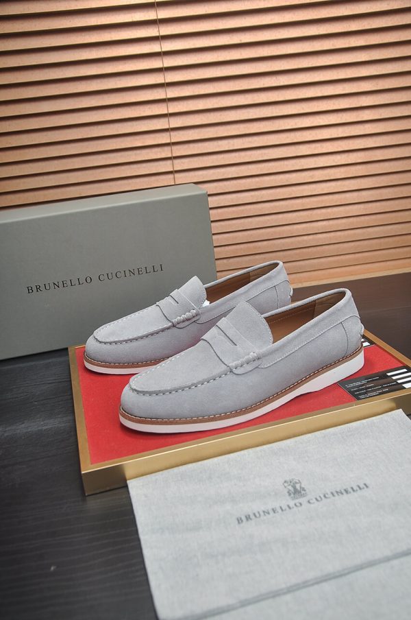 Brunello Cucinelli Flex Suede Penny Loafers