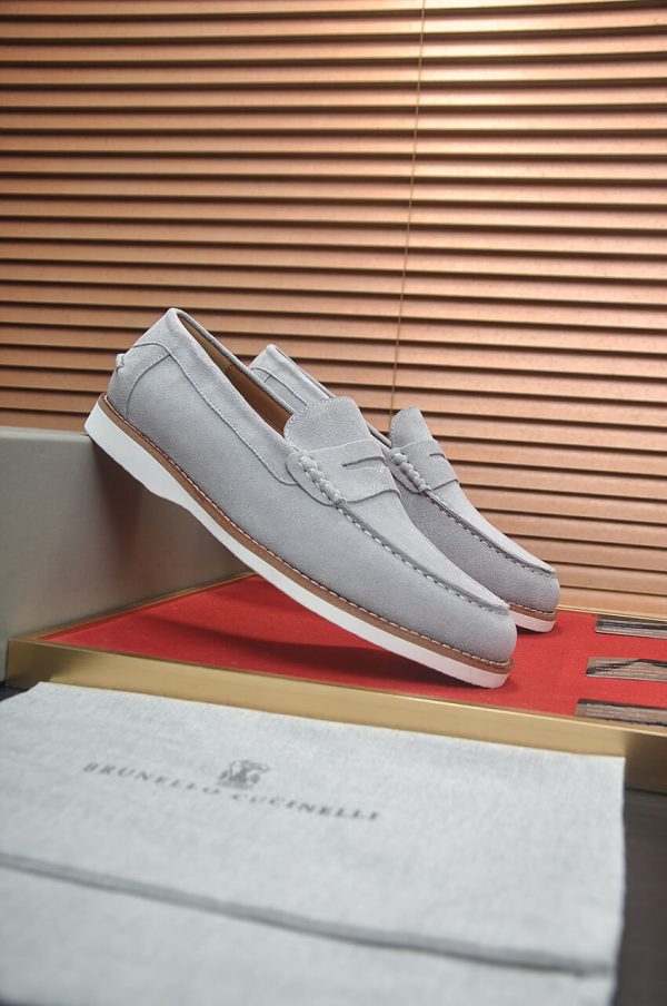 Brunello Cucinelli Flex Suede Penny Loafers