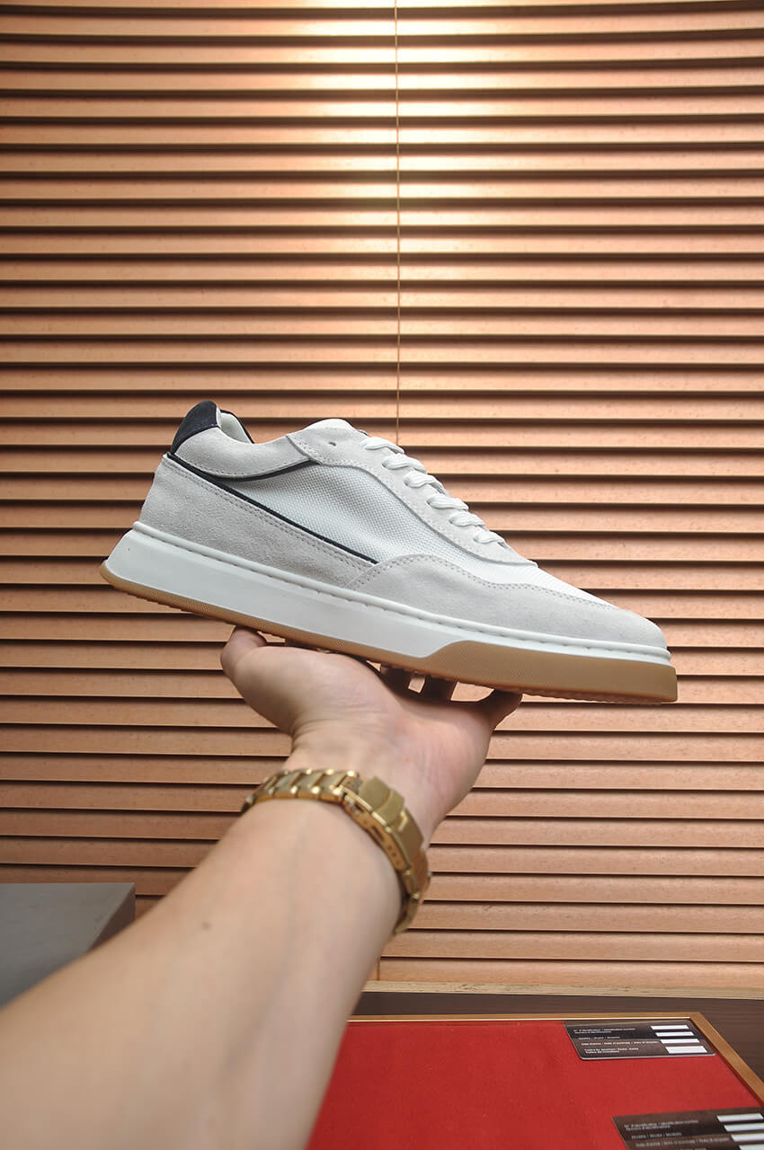 Brunello Cucinelli White/Light Gray Suede Low-Top Sneakers 9 Brunello Cucinelli men's sneakers.