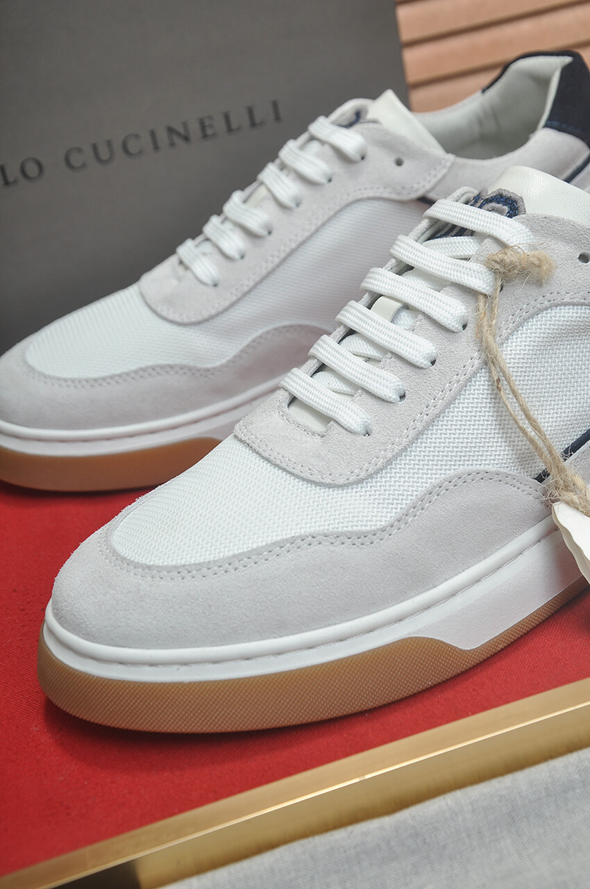 Brunello Cucinelli White/Light Gray Suede Low-Top Sneakers 2 Brunello Cucinelli men's sneakers.