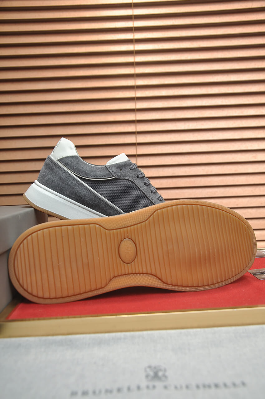 Brunello Cucinelli Gray Suede Low-Top Sneakers in Gray 6 Brunello Cucinelli men's sneakers.