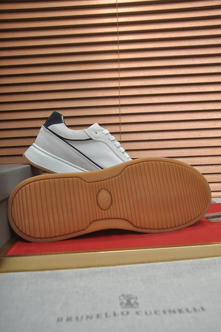 Brunello Cucinelli White/Light Gray Suede Low-Top Sneakers 7 Brunello Cucinelli men's sneakers.