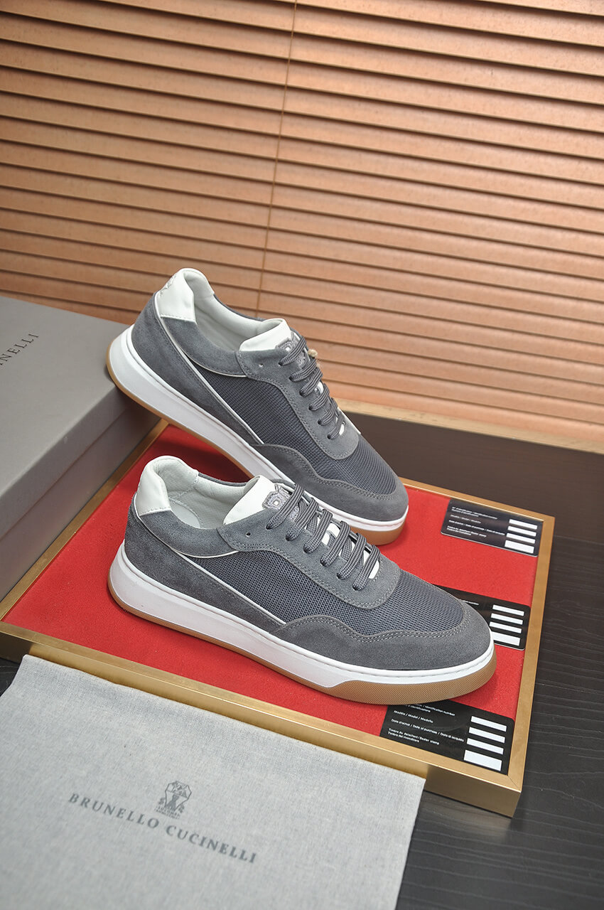 Brunello Cucinelli Gray Suede Low-Top Sneakers in Gray 1 Brunello Cucinelli men's sneakers.