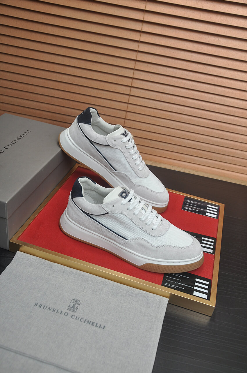 Brunello Cucinelli White/Light Gray Suede Low-Top Sneakers 1 Brunello Cucinelli men's sneakers.