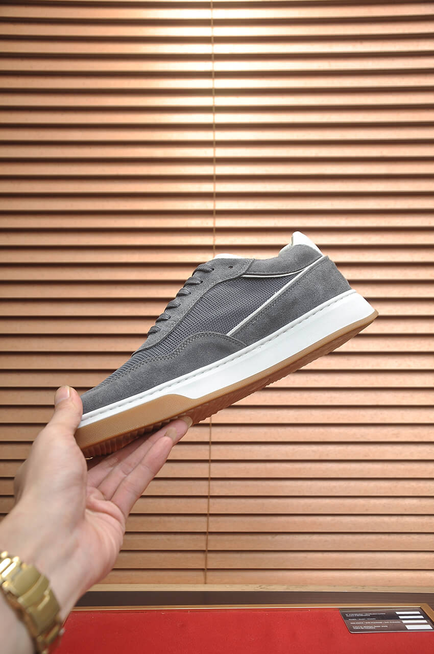 Brunello Cucinelli Gray Suede Low-Top Sneakers in Gray 8 Brunello Cucinelli men's sneakers.