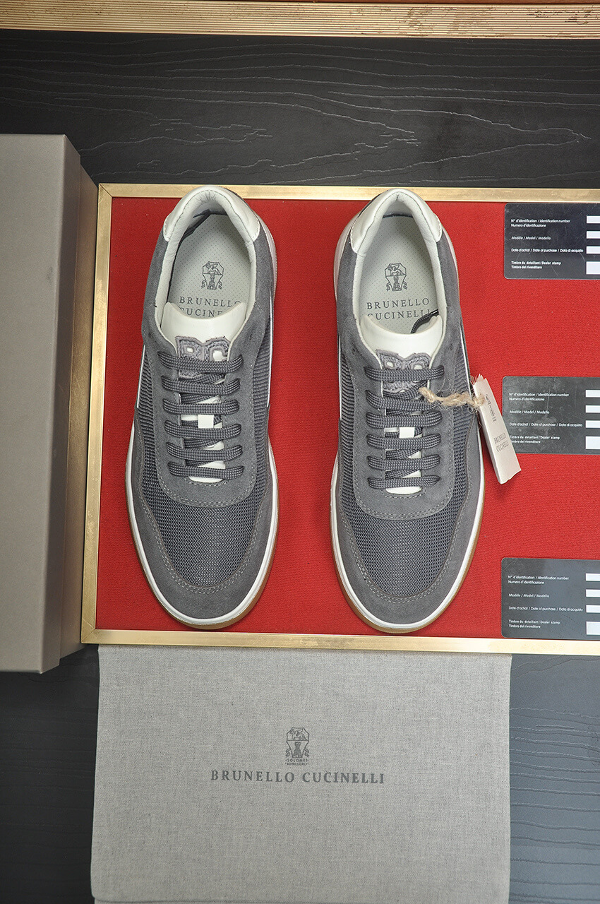 Brunello Cucinelli Gray Suede Low-Top Sneakers in Gray 2 Brunello Cucinelli men's sneakers.