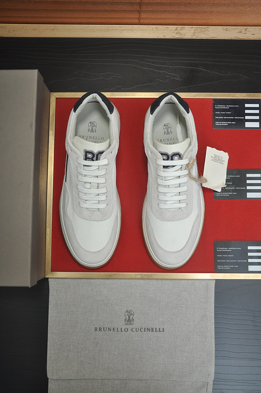 Brunello Cucinelli White/Light Gray Suede Low-Top Sneakers 3 Brunello Cucinelli men's sneakers.