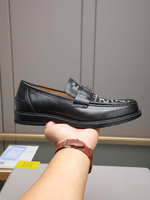 Fendi O'Lock loafers FF jacquard fabric insert.