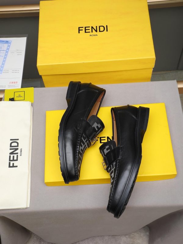 Fendi O'Lock loafers FF jacquard fabric insert.