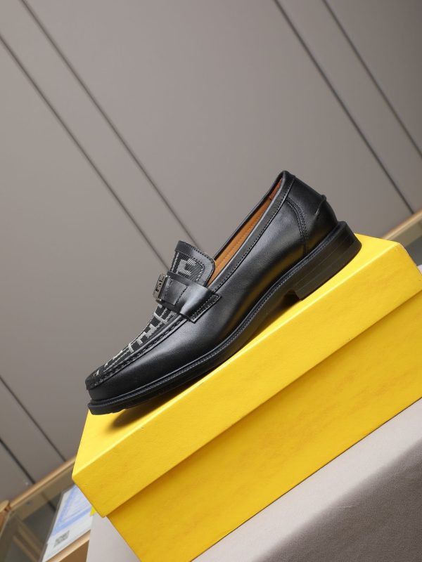 Fendi O'Lock loafers FF jacquard fabric insert.