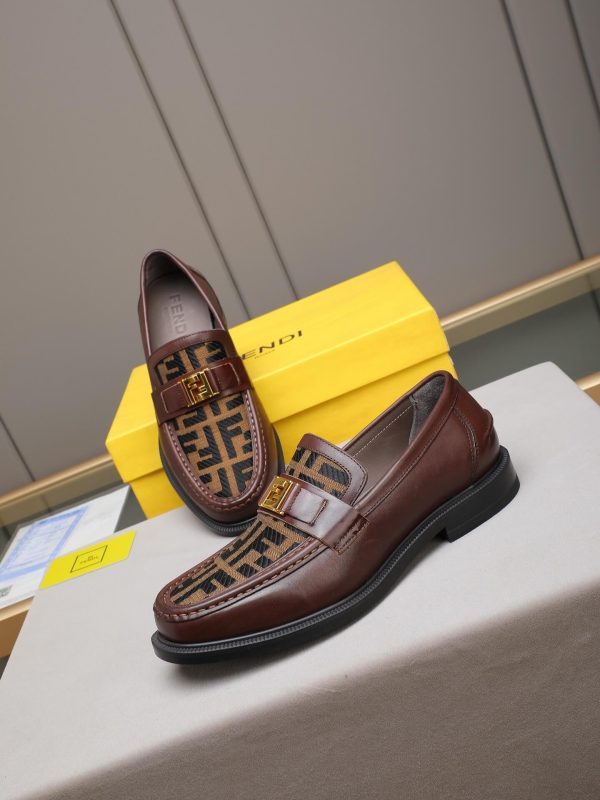 Fendi O'Lock loafers FF jacquard fabric insert.