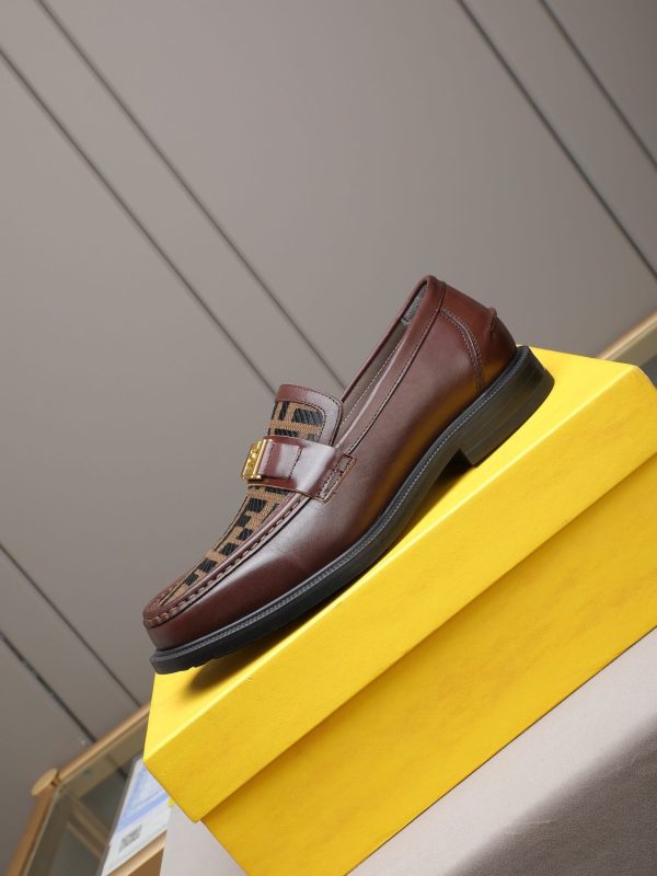 Fendi O'Lock loafers FF jacquard fabric insert.