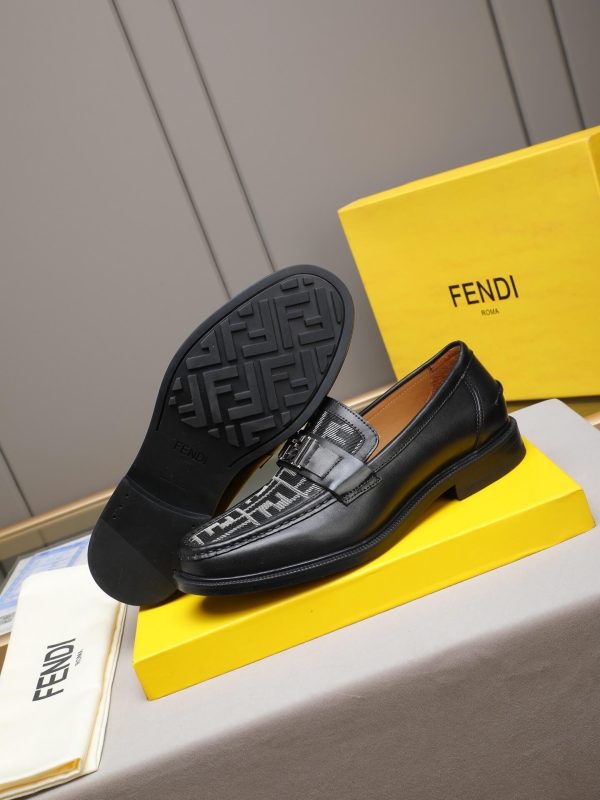Fendi O'Lock loafers FF jacquard fabric insert.