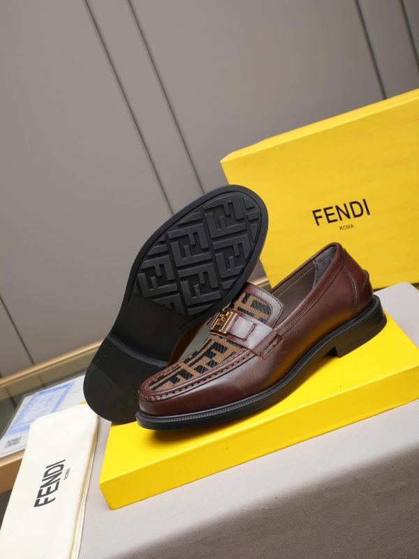 Fendi O'Lock loafers FF jacquard fabric insert.