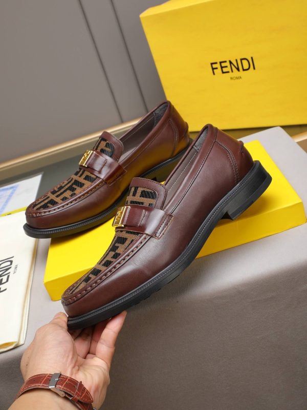 Fendi O'Lock loafers FF jacquard fabric insert.