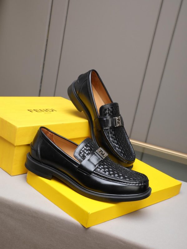 Fendi O'Lock loafers in black leather.